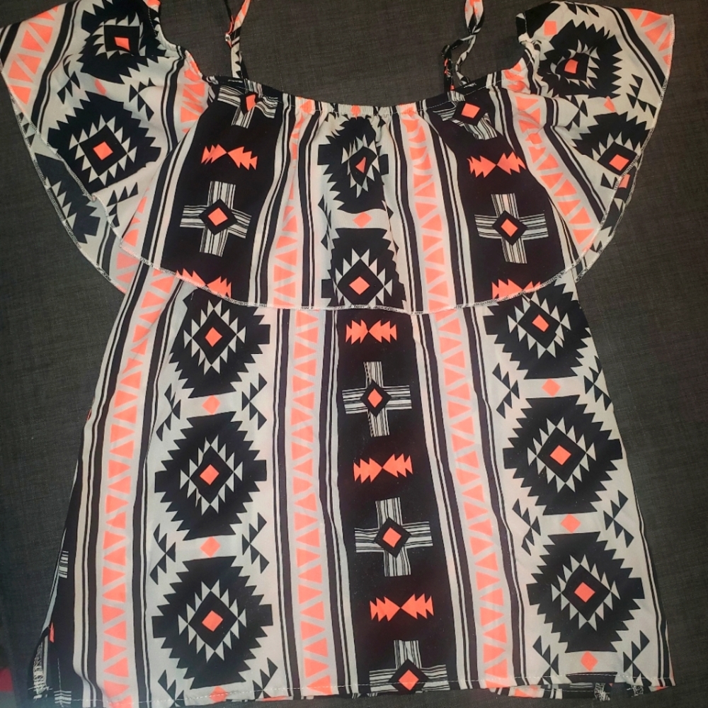 Aztec ruffle top